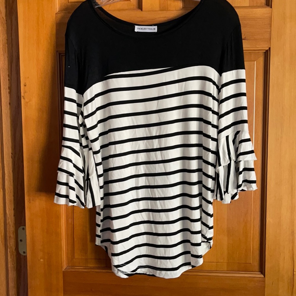 Tickled Teal Women’s Striped Tunic Top